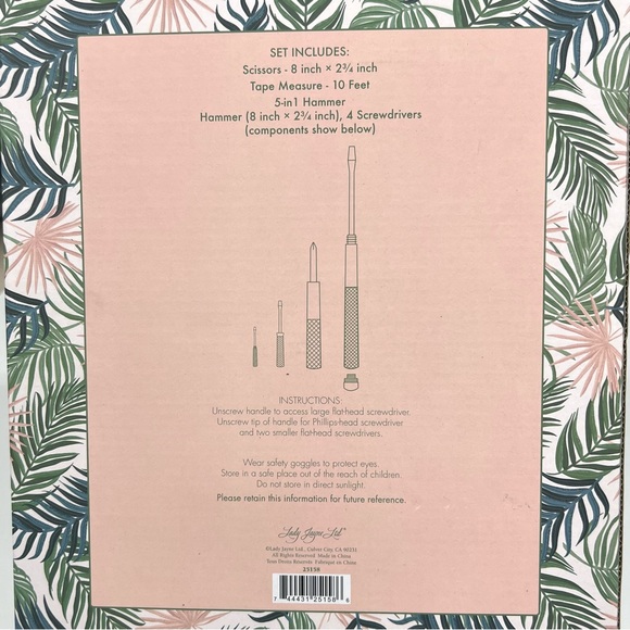 11 PC Household Tools Gift Set Scissors Tape Measure  5 in 1 Hammer Screwdriver - Picture 12 of 14